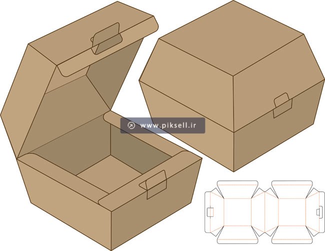 قالب برش جعبه همبرگر